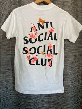 Anti Social Social Club Floral Butterfly Tee White S NWOT